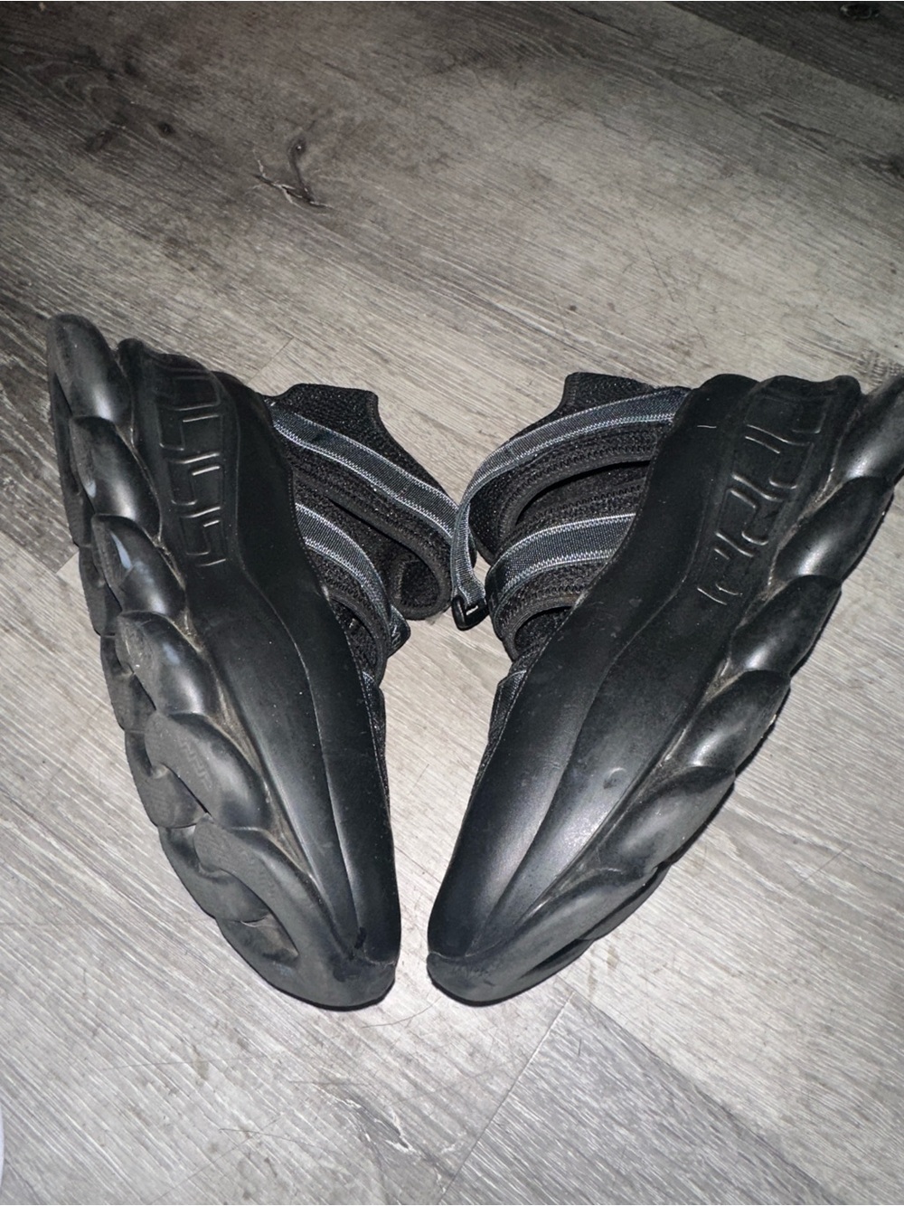 Versace Black Strappy Chunky Sport Sandals with Orange Accents - Picture 8 of 9